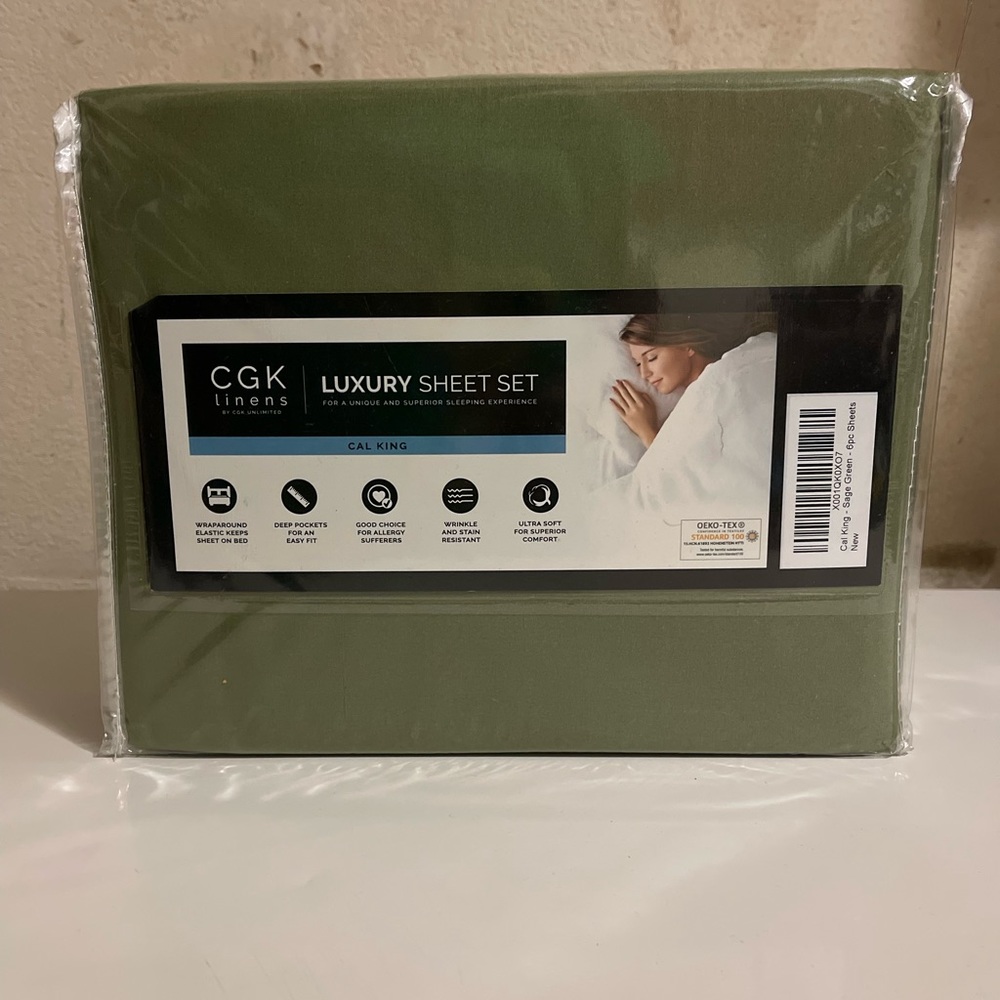 Cali king sheet set. Brand new, microfiber.